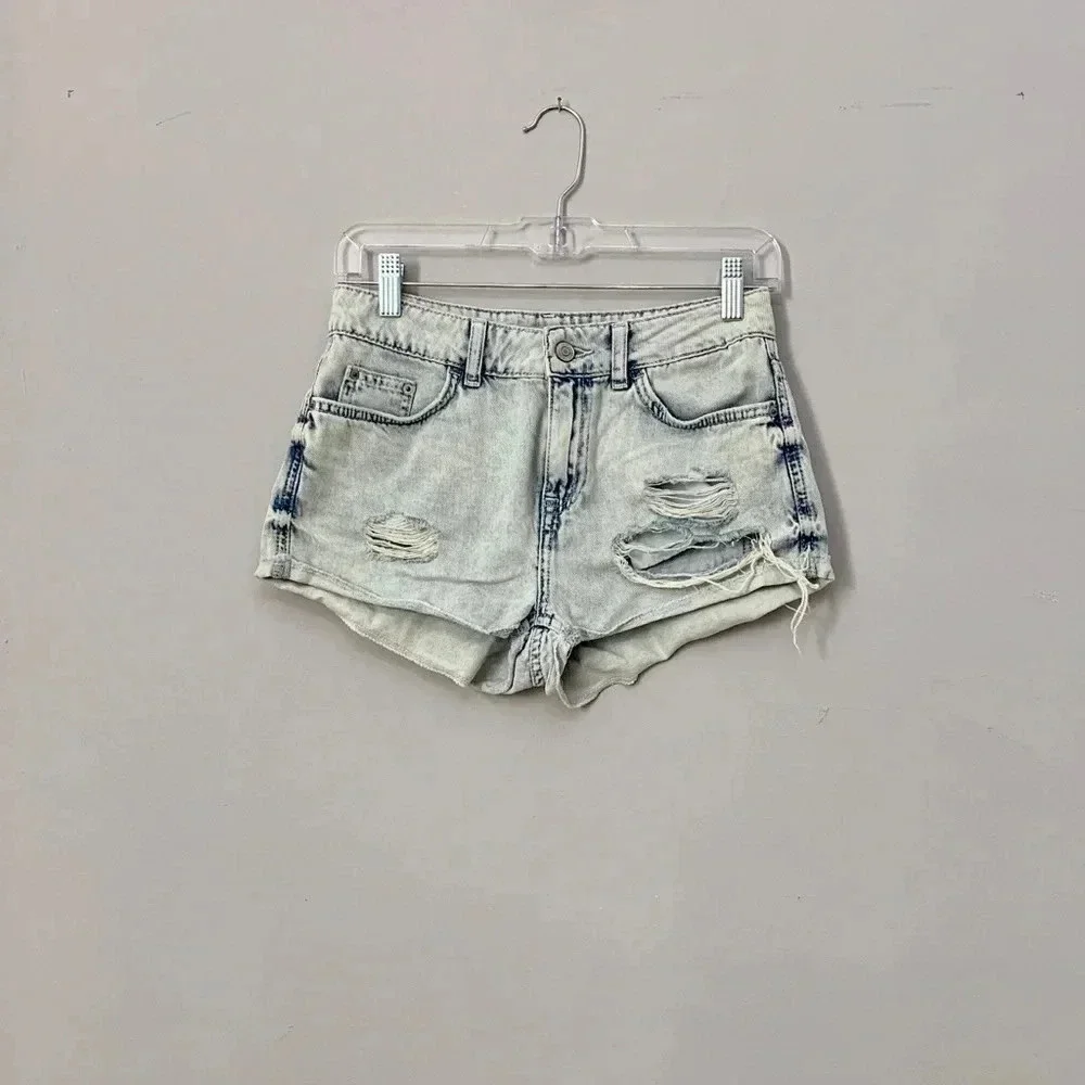 Hi Rise Topshop Distressed Denim Hallie Shorts